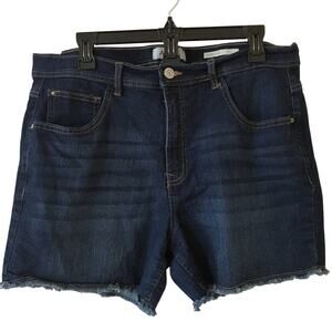 Angels Forever Young Retro Shorts Dark Wash Raw Hem Cutoff Type Shorts Size 16
